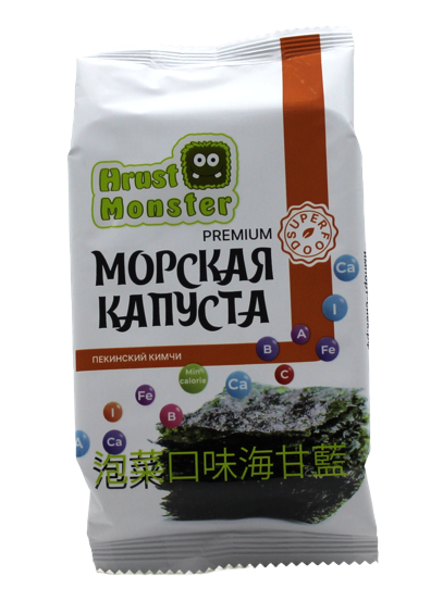Морская капуста Hrust Monster обжаренная в кунжутном масле со вкусом Кимчи, 5г 4шт