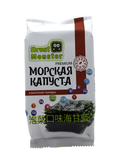 Морская капуста Hrust Monster обжаренная в кунжутном масле со вкусом Терияки, 5г 4шт